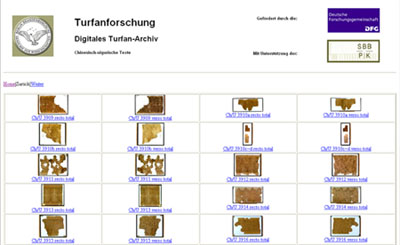 Screenshot of the Digital Turfan Archive website